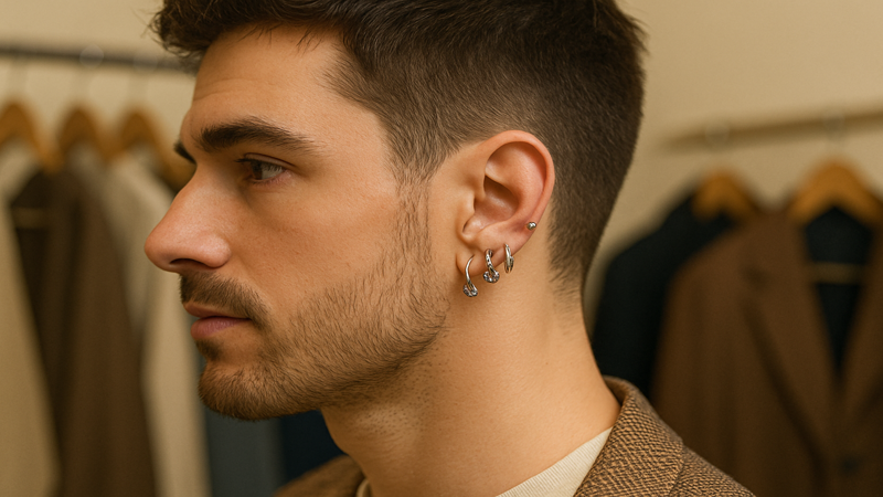 4. ピアス右だけ男性におすすめのデザインと付け方
