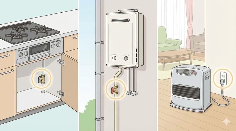 3.ガス機器別の元栓の位置