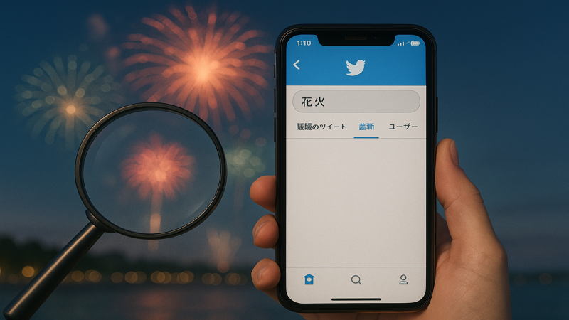 1.今花火が上がってる場所をツイッターで調べる基本的な方法