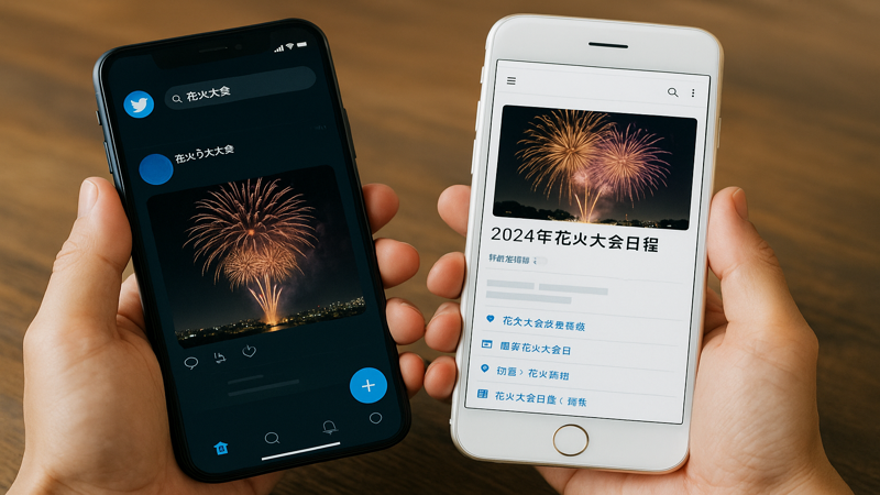 4.ツイッター以外のリアルタイム花火情報サイトとの併用方法