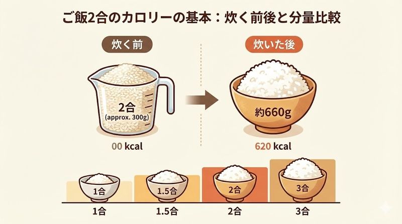 1.ご飯2合のカロリーの基本