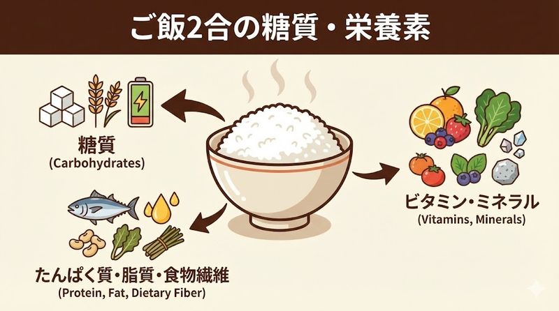 2.ご飯2合の糖質・栄養素