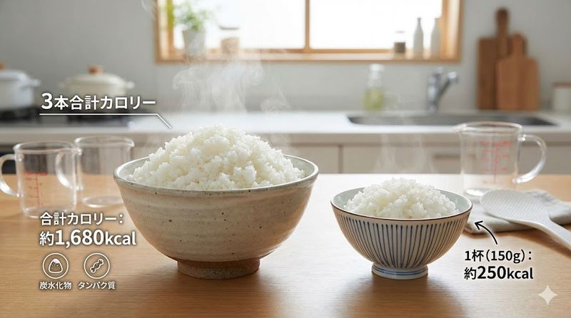 3.ご飯3合のカロリーと栄養成分