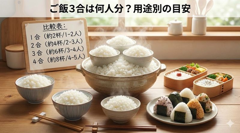4.ご飯3合は何人分?用途別の目安
