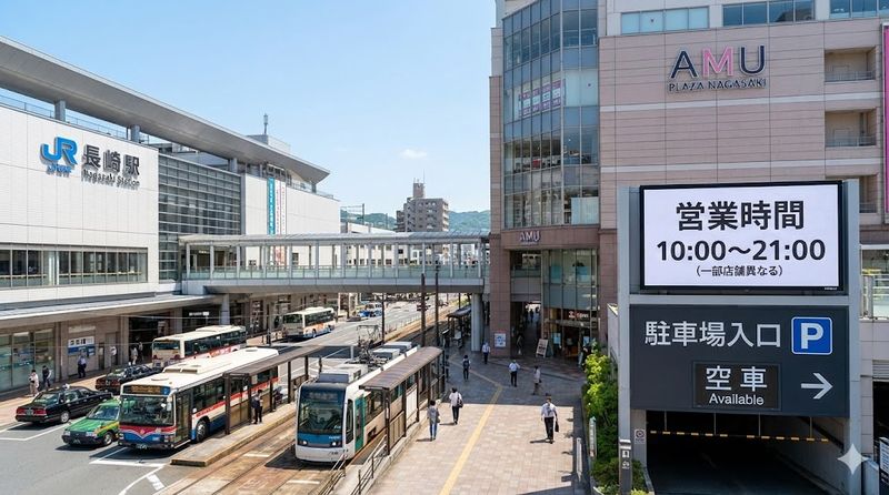 2.あみゅ長崎へのアクセス・営業時間・駐車場情報