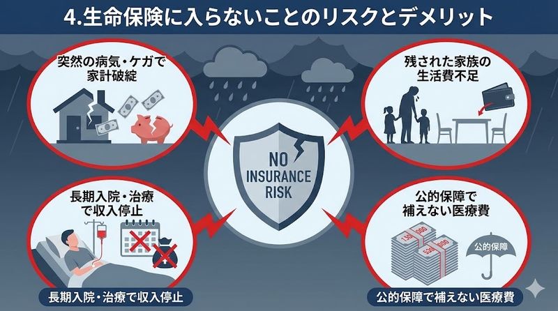 4.生命保険に入らないことのリスクとデメリット
