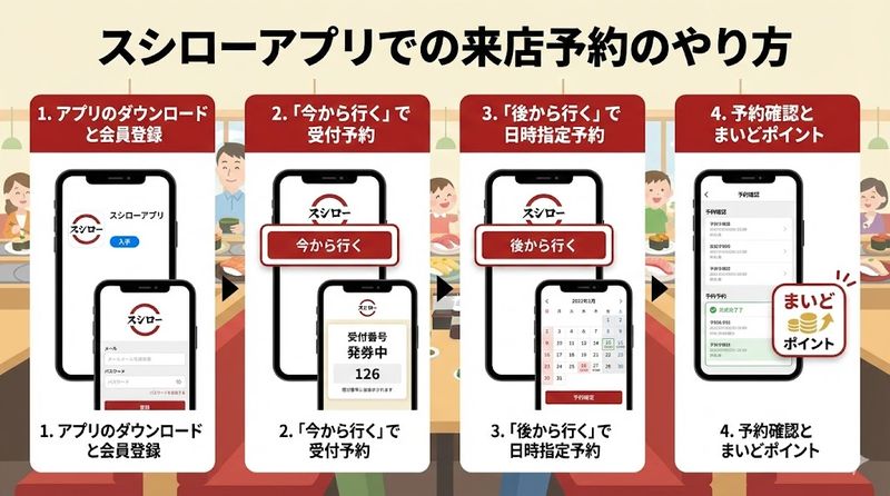 2.スシローアプリでの来店予約のやり方